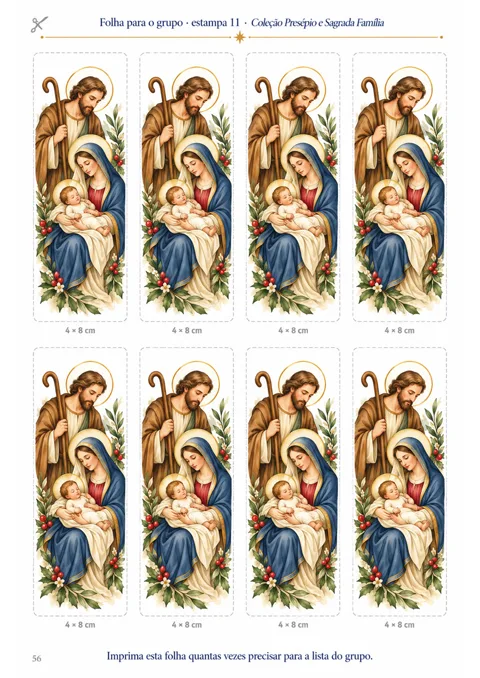 Folha para o grupo do PDF: 8 estampas iguais de 4 x 8 cm na mesma folha, para imprimir uma vez e recortar todas